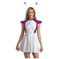 thumbnail image 1 of LiiYii Ensemble de Costume d'Astronaute pour Femmes, Robe Mini Évasée à Manches Courtes avec Cheveux, Violet P, 1 of 8