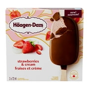 HAAGEN-DAZS Strawberries and Cream Ice Cream Bars, Strawberry Ice Cream, Dipped In A Coating Made With Milk Chocolate, No Artificial Colours or Flavours, Made in Canada With Canadian Dairy 216 mL