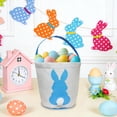 thumbnail image 1 of yulier Easter Bunny Basket, Canvas Rabbit Tote Bag, Easter Gift Bag, Easter Bunny Handbag Bucket with Handle for Easter Eggs, Candy, Gift, Easter Decorations (Blue), 1 of 6