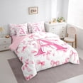 thumbnail image 3 of Manfei Pink Bow 7-Piece Twin Bedding Set,Initial Monogrammed,Kawaii Letter Personalized, 3 of 5