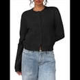 thumbnail image 3 of Suéter Tipo Cárdigan Corto de Larga con Botones y Cuello Redondo para Mujer, Ropa de Punto . Negro M, 3 of 9