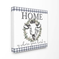 Stupell Industries Home Herd Cow Animal Farm Rustic Blue Word Design XL Canvas Wall Art by Kimberly Allen