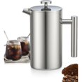 thumbnail image 1 of 1L Stainless Steel French Press Coffee Maker, French Press with Triple Filter, French Press with Keep Warm and Steel Plunger, Double Wall Insulation, Silver Coffee Maker, 1 of 5