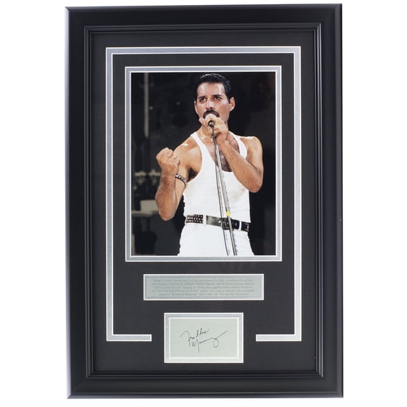 Freddie Mercury Framed 8x10 Queen Live Aid Photo w/ Laser Engraved Signature