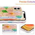 thumbnail image 5 of Case for iPhone 12, Colorful Retro Oil Painting Flower Leaves Laser Glossy Pattern Cute Curly Waves Edge Exquisite Phone Cover Stylish Durable TPU Protective Case for Girls Women - Pink Green, 5 of 12