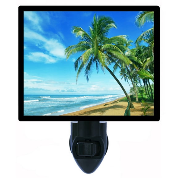 Night Light - Hawaiian Beach. | Tropical Theme, Includes Free Switchable Insert, 4W Bulb, E12 Base
