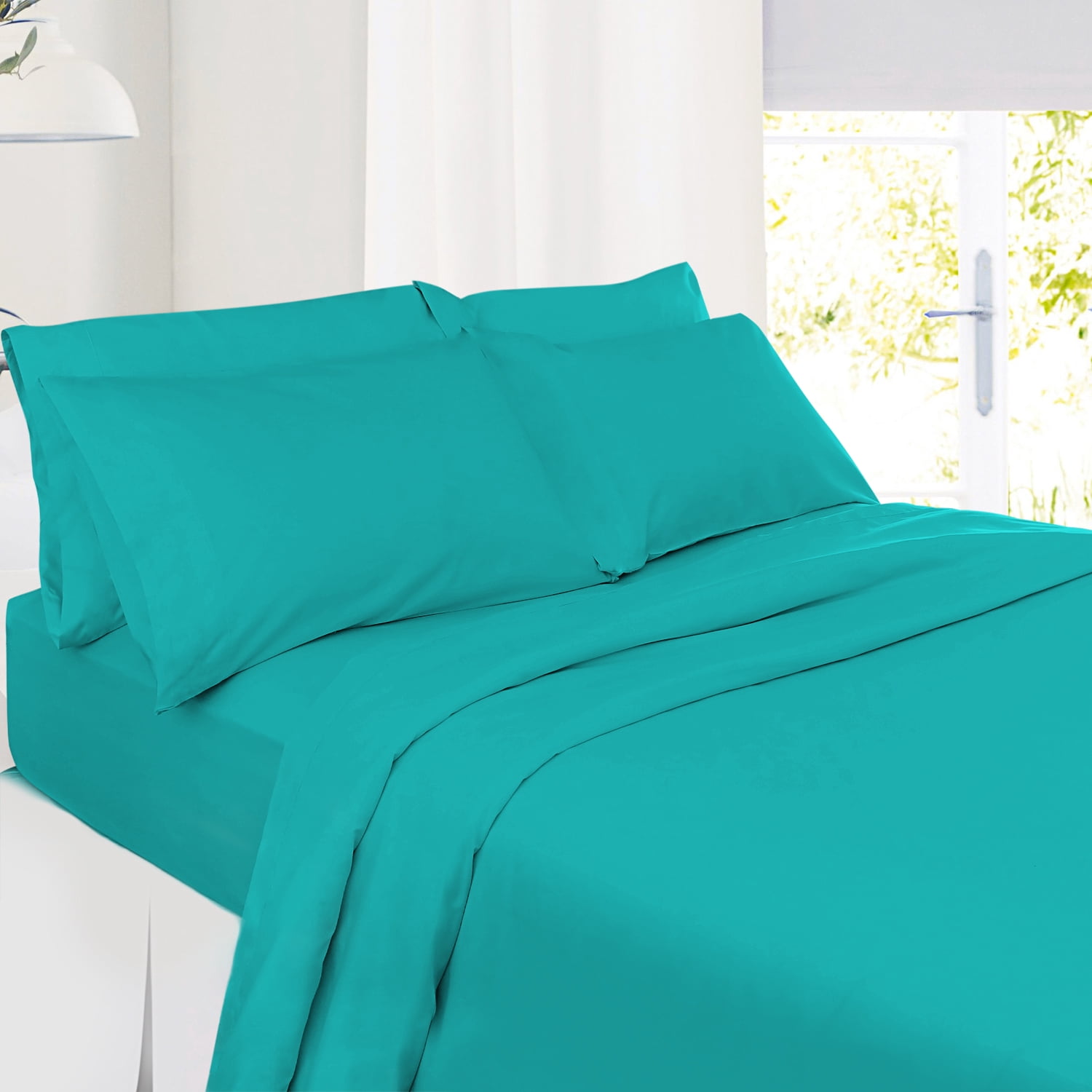Extra Deep Pocket 4 Piece Bed Sheet Set – Super Deep Fitted Sheet Fits Mattress from 18-24 inces Depth – Double Brushed Microfiber Sheets with 2 Pillow Cases, Twin XL, Teal
