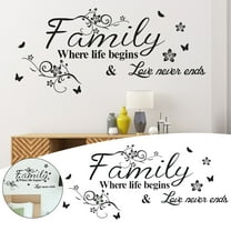 Lssam Removable Family Wall Decals Stickers, 'Family Where Life Begins' Quote Peel and Stick Wall Art for Living Room, Bedroom, Kitchen, Dining Room Decor
