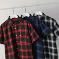 thumbnail image 3 of Camisa de verano a cuadros de manga corta, fina, holgada, versátil, informal, para hombre, moderna, coreana, para jóvenes, para playa, escena aplicable, 3 of 4