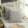 thumbnail image 3 of Set of 2 pieces 16X16 "Hold Pillowcase with solid color decorative Bohemian Pillowcase cushion cover, soft plush - silver gray, 3 of 5