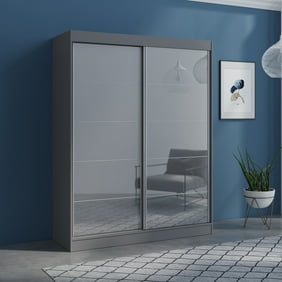 Aria 2 Door 59 Wide Modern High Gloss Wardrobe Armoire White