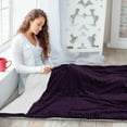 thumbnail image 7 of PAVILIA Reversible Sherpa Fleece Throw Blanket Eggplant Purple, Plush Flannel Throw, Ultra Soft Warm Ribbed Microfiber Blanket for Sofa Couch Bed, Luxury Thick Striped Blanket, Purple, 50x60, 7 of 7