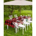 thumbnail image 3 of Red Christmas Plaid Outdoor Tablecloth - 52x70 Inch Rectangle Dining Table Cover, Xmas Tree Snowflake Elk Balls Waterproof Outdoor Table Cloth with Umbrella Hole & Zipper for Picnic/Patio, 3 of 5