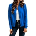 thumbnail image 2 of Sheghy Women Spring Light Zip Jacket Solid Long Sleeve Pocket Casual Daily Coat Zip-Up Blue M, 2 of 9