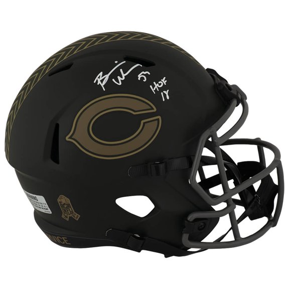 Collectible Brian Urlacher Signed Chicago Bears SALUTE 2025 Riddell Full Size Speed Replica Helmet w/HOF'18