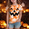 thumbnail image 3 of Futezty Kids Halloween Shirt Girls Boys Funny Spooky Tie Dye Shirts Pumpkin Face Short Sleeve Fall Tee Top 12M-13T, 3 of 5