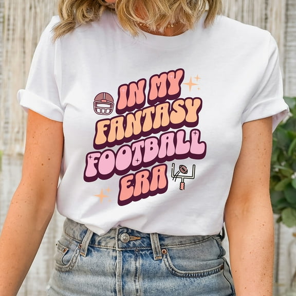 Women's Fantasy Football Shirt, Fantasy Football Draft Shirt, Cute Gift for Fantasy Football Women, In My Fantasy Football Era Shirt (Colors:Pink; Sizes:M;)