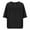Black, variant on Womens Cotton Linen Crewneck Elbow-Length Rolled Sleeve T Shirt Button Loose Fit Blouses Summer Beach Tee Tops
