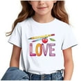 thumbnail image 2 of Frwgonr Big Girl Tees Short Sleeve Girls Casual Shirts Graphic Tops Back of School Clothes White, Size 3-15 Years, 2 of 6