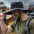 thumbnail image 3 of Men Sun Hat Solid Color Fasten String Wide Brim Sunscreen Beach Hat Summer Head Supply, 3 of 10