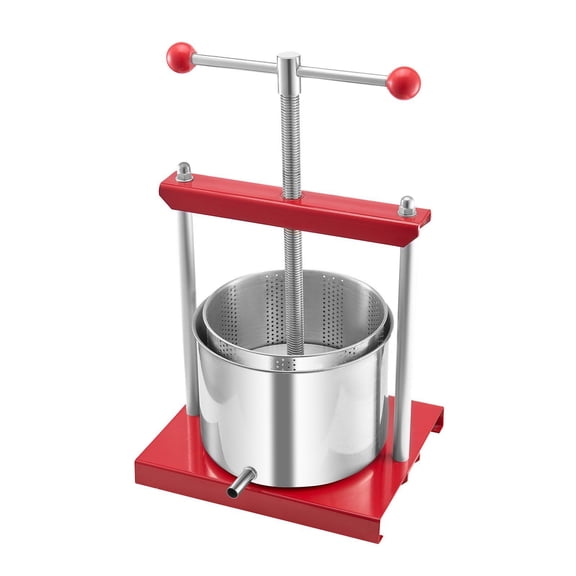 Stainless Steel Fruit Wine Press - 1.6 Gal/6L Manual Cider Press for Wine Making, Juicer for Apples, Grapes & Berries