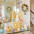 thumbnail image 4 of Hand Woven Rabbit Ear Mini Storage Basket, Easter Basket, Multicolor Creative Desktop Organizer, Cute Easter Egg Basket for Candy Gifts Stationery and Home Table Decor, 2.9*5.3in, Yellow, 4 of 6