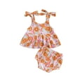 thumbnail image 2 of Musuos Baby Girls Summer Outfits 3 6 12 18 24Months Floral Print Bandage Straps A-line Hem Camisole and PP Shorts Set Cute Clothes, 2 of 9