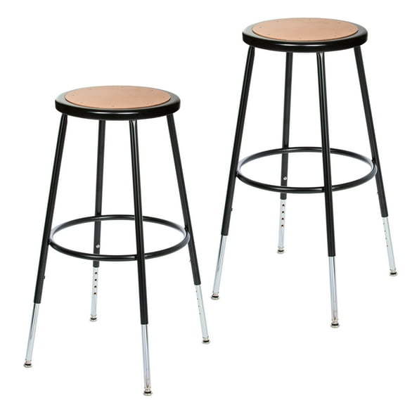 Hampden Furnishings Flynn Collection 25"-33" Adjustable, Masonite/Steel Stool, Black, 2 PK