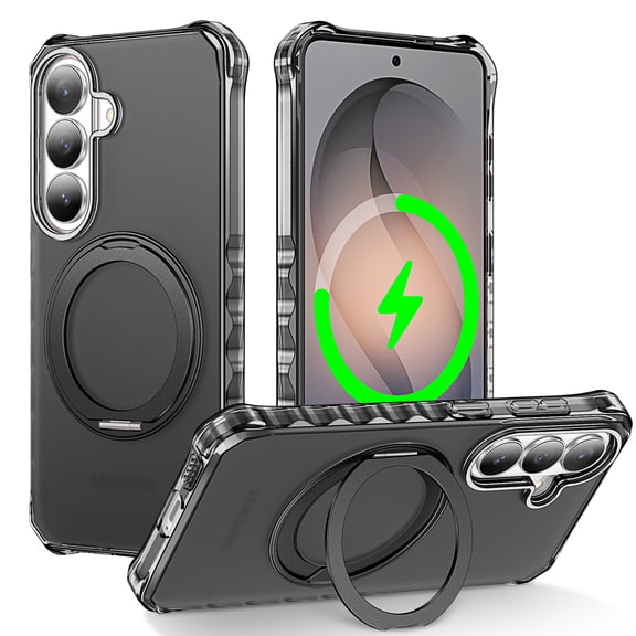 Dteck Magnetic Case for Samsung Galaxy S26,Shockroof TPU PC Case Compatible with Mag Safe Ring Holder Kickstand Cover for Galaxy S26,Black