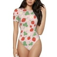 thumbnail image 2 of Fotbe Strawberry And Flowers Women's Crew Neck Short Sleeves Bodysuit Tops Round Neck Slim Sleeveless Soft Comfortable Basic-XX-Large, 2 of 7