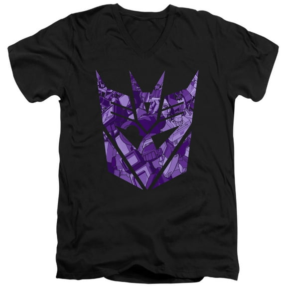 Transformers Tonal Decepticon S/S Adult V-Neck T-Shirt 30/1 T-Shirt Black
