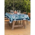 thumbnail image 4 of Rectangle Outdoor Tablecloth With Umbrella Hole And Zipper– Retro Boho Waterproof Patio Table Cover for Party, Picnic, Backyard, 60"x102" , Floral Pattern Aqua Blue White, 4 of 8