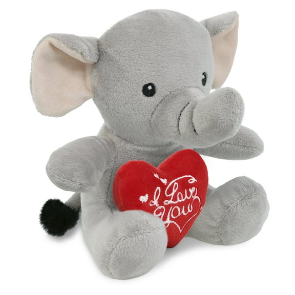 DolliBu I Love You Plush Super Soft Elephant - Cute Stuffed Animal Elephant with Red Heart Plush for Valentines, Anniversary, Romantic Date, Boyfriend, or Girlfriend Gift - 6 Inches