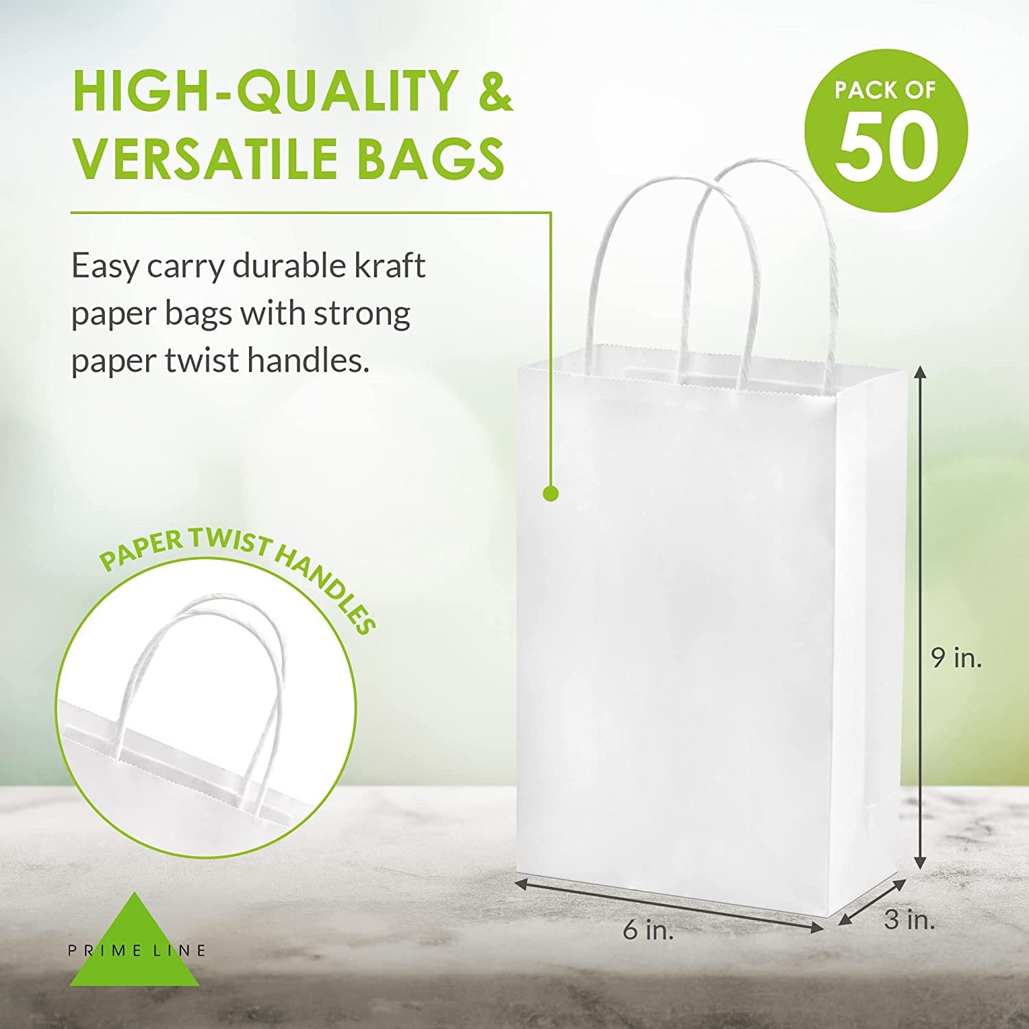Prime Line Packaging White Paper Bags, Extra Small Paper Bags with