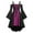 Hot Pink, variant on Women Dress Gothic Vintage Color Block Fashion Dress Retro Dark Off-the-shoulder Slip Midi Dress