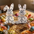 thumbnail image 5 of HuiXinOu Easter Decor Blue White Porcelain Fabric Rabbits, Chinese Style Holiday Tabletop Decorations, Spring Home Party Layout Supplies, Pair of Bunny Ornaments, 5 of 5