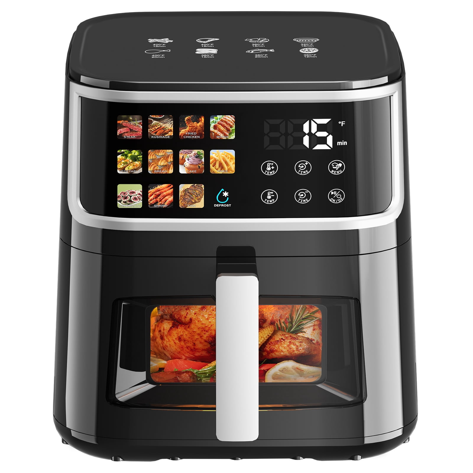 Air Fryer, LED Digital Color Display with Easy-View Window, 9QT for 4-6 People, 1700W Powerful Heating, Nonstick & Dishwasher Safe Frying Basket, 85% Less Oil