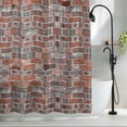 thumbnail image 2 of Red Brick Wall Shower Curtain Set, Waterproof Shower Curtains for Bathroom, Vintage Farmhouse Stone Rocks Geometric Print Washable Fabric Bath Curtain for Bathtub Decoration with Hooks 60x72 Inches, 2 of 9