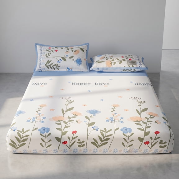 Unique Bargains Fitted Sheet Polyester Bed Sheets for Comfortable Sleep 39.0"x74.8" Blue