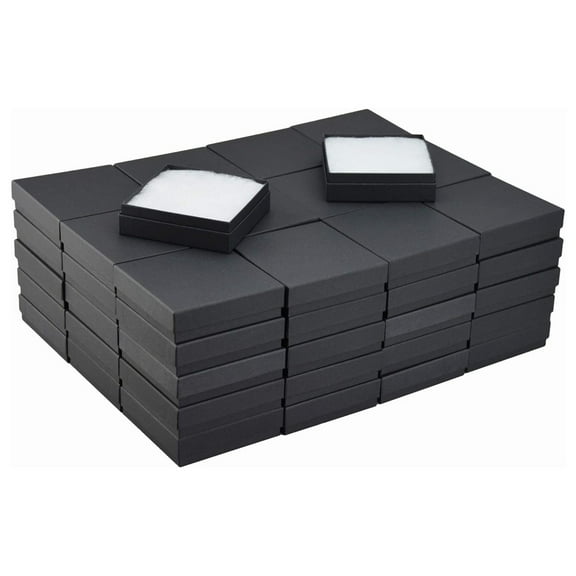 JPB Matte Black Cotton Filled Jewelry Box #33 (Case of 100) 3.5 inches x 3.5 inches