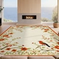 thumbnail image 2 of Design&I 8'x10' Washable Area Rug Retro Century Mid Bird Motif Burnt Orange Sage Funky Eclectic for King Size Bedroom, Under Bed, Sleek Flatweave Pet Friendly, 2 of 4