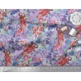 thumbnail image 2 of Soimoi Purple Poly Georgette Fabric Floral,Insect & Parrot Bird Fabric Prints by Yard 42 Inch Wide, 2 of 3