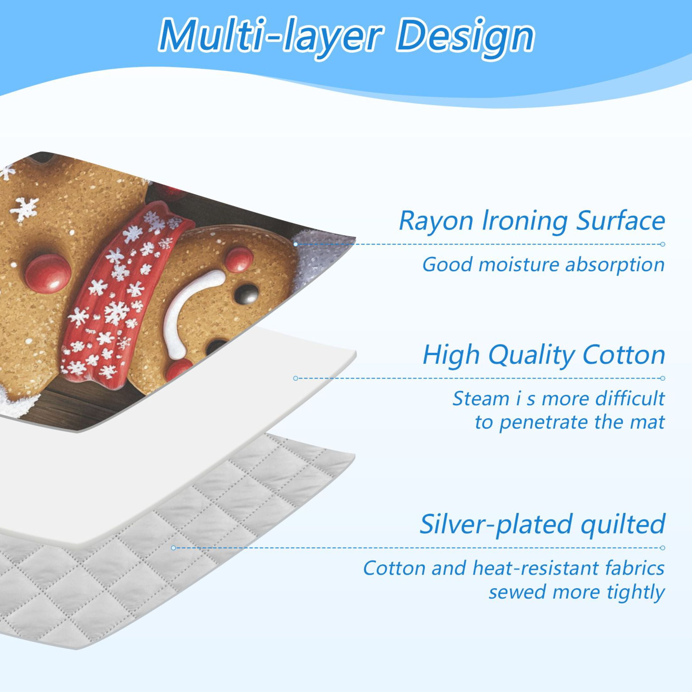 Happy Gingerbread Man Ironing Mat Blanket for Table Top Travel Portable Ironing Board Pad 47.2x27.6 Inch