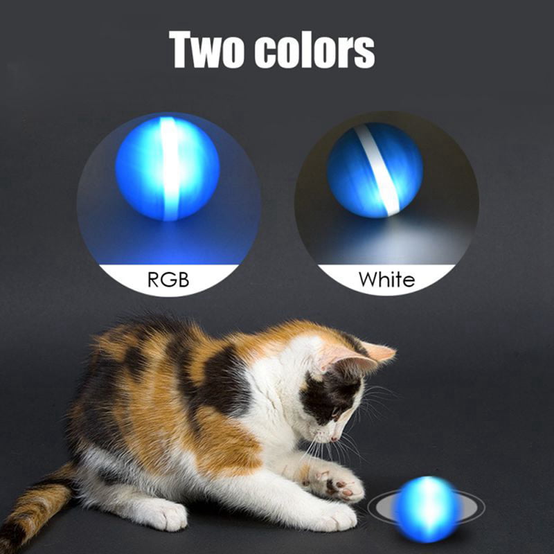 USB Rechargeable Smart Interactive Pet Toy Ball Fun Gift for Kittens Kitty Doggies Puppies with RGB LED Lights Silicone Waterproof LIPET Cats and Dogs Toys Wicked Balls Automatic Rolling