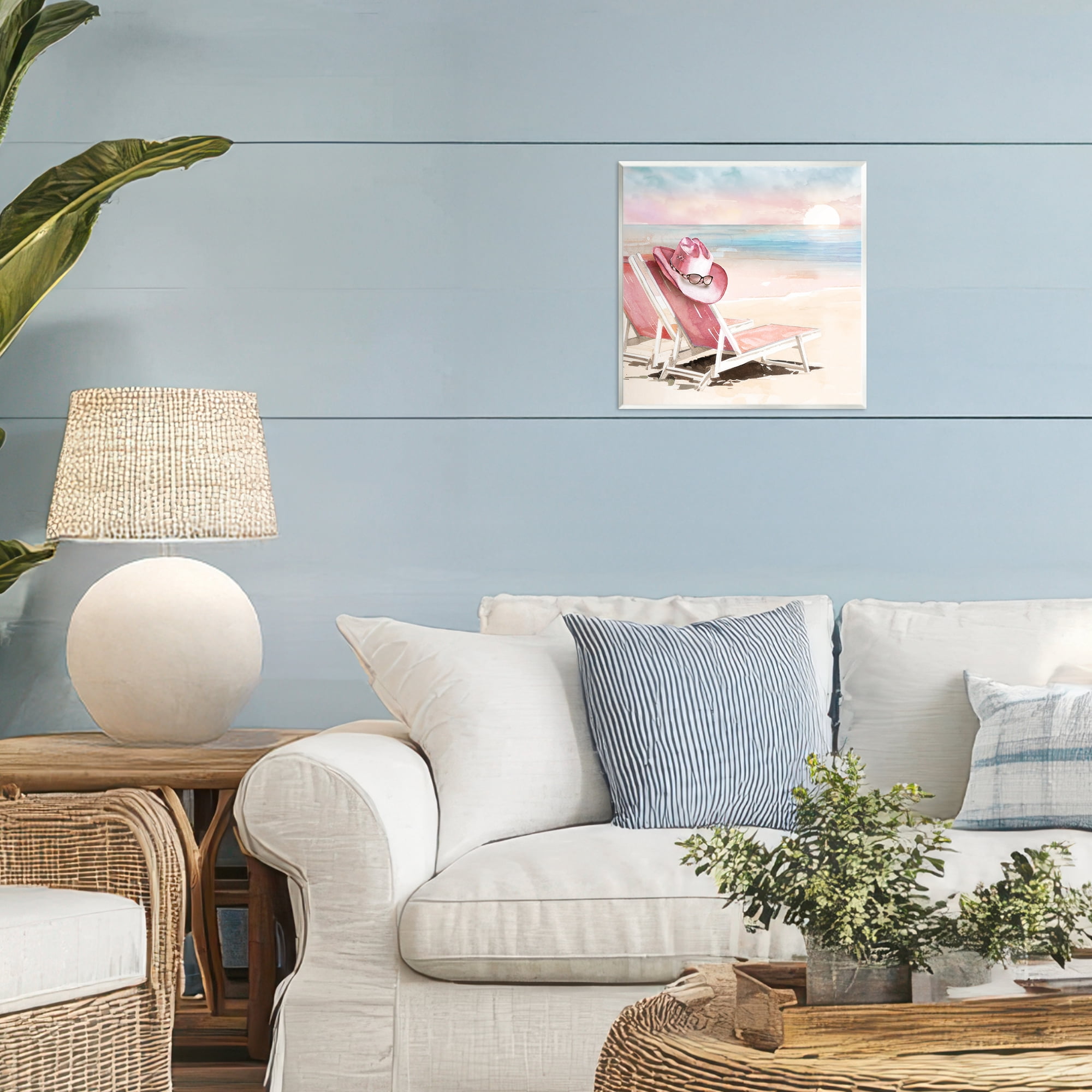 Stupell Industries Blush Pink Beach Chairs Wall Plaque Art, design by Paul Mathenia