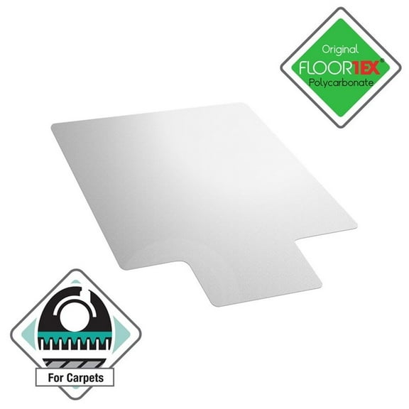 Pemberly Row Polycarbonate Lipped Chair Mat for Carpets Clear Size 48 x 60 inch