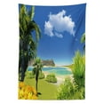 thumbnail image 3 of Ambesonne Beach Tablecloth Rectangular Table Cover, Paradise Palms Island, 60"x84", Multicolor, 3 of 4