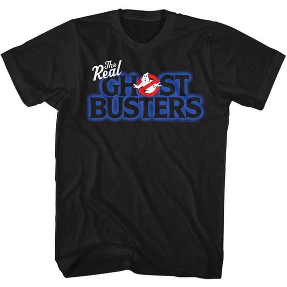 The Real Ghostbusters Real Logo Black Adult T-Shirt Xlt