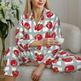 thumbnail image 6 of Yiaed Sweet Red Fruit Print Pajamas Women's Long Sleeve Sleepwear Soft Button Down Loungewear Pjs Lounge Set Nightwear Womens Pajama Pants-X-Large, 6 of 7