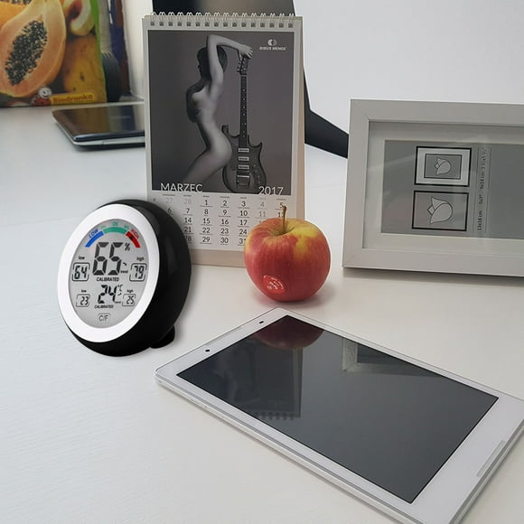 HORIALENCE Indoor Mini Hygrometer Thermometers 1Set Round Touchscreen Operation For Bedroom Office